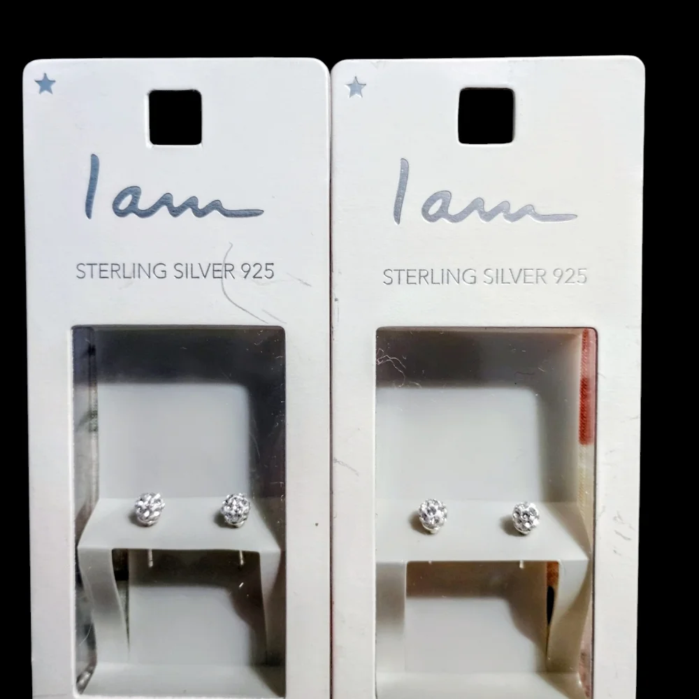 *💎(2)SET STERLING SILVER OF CRYSTAL/RHINESTONE BALLS EARINGS  (925)💎* - Picture 3 of 3